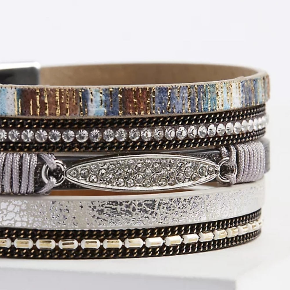 🆕️ BRONZE & SILVER-TONE LEAF MAGNETIC BRACELET - Picture 3 of 9